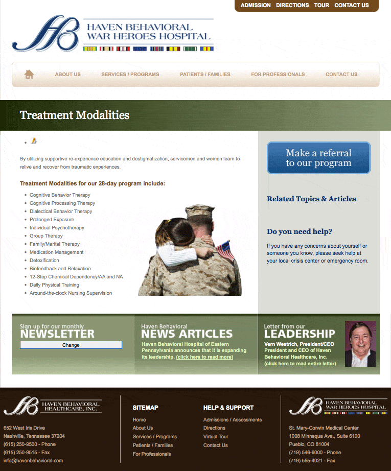 American Military website development