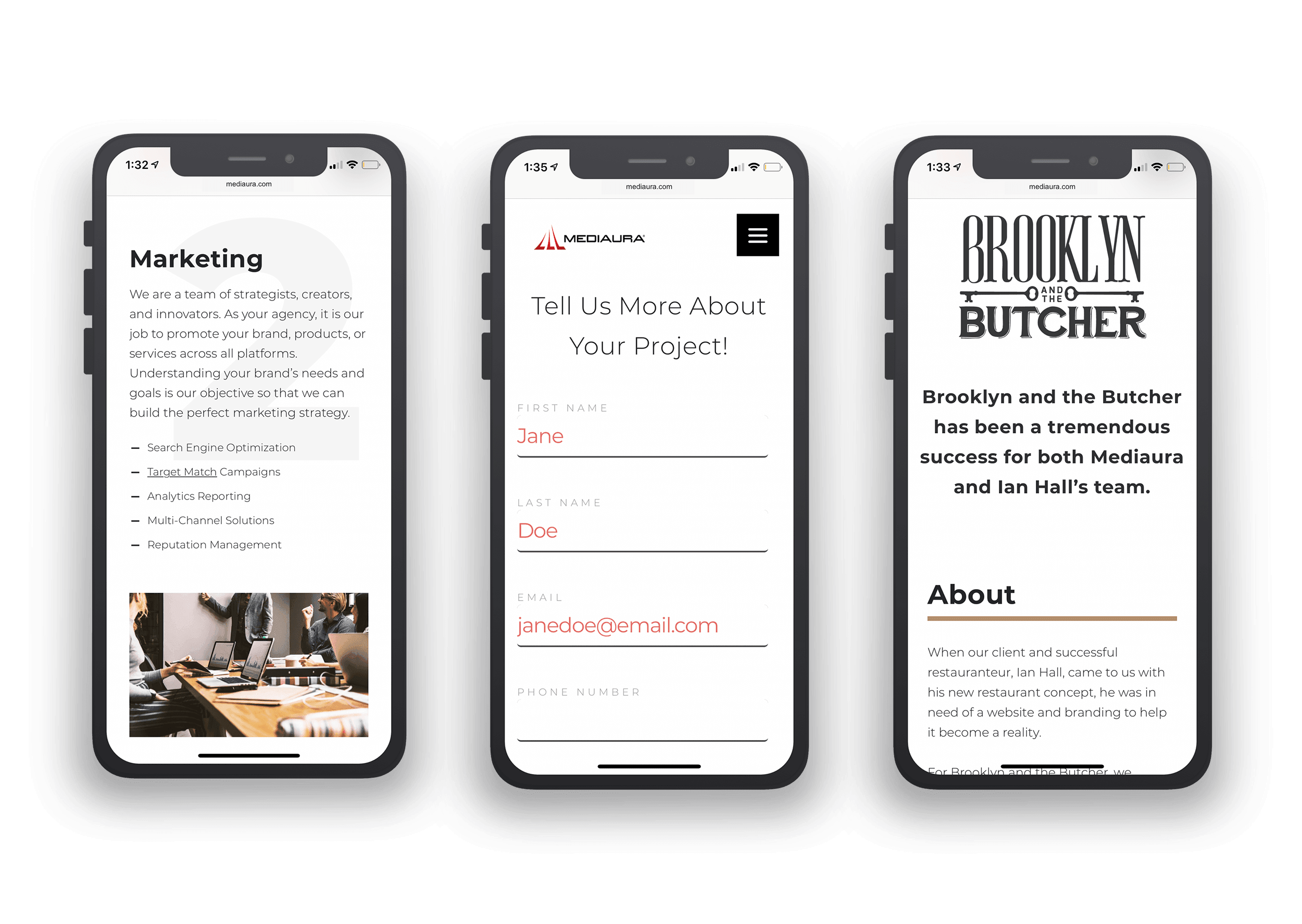 Mediaura - New Site Mobile Mockups