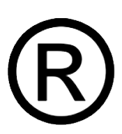 Registered symbol, R inside a circle, showing that logo trademark is part of logo design service.